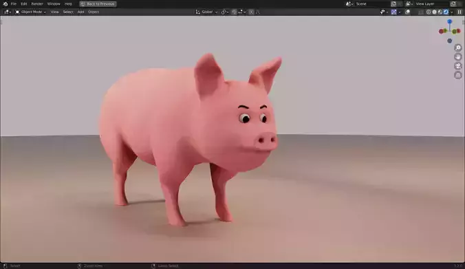Pig 3D Model Cartoon Style Print Ready 3D model