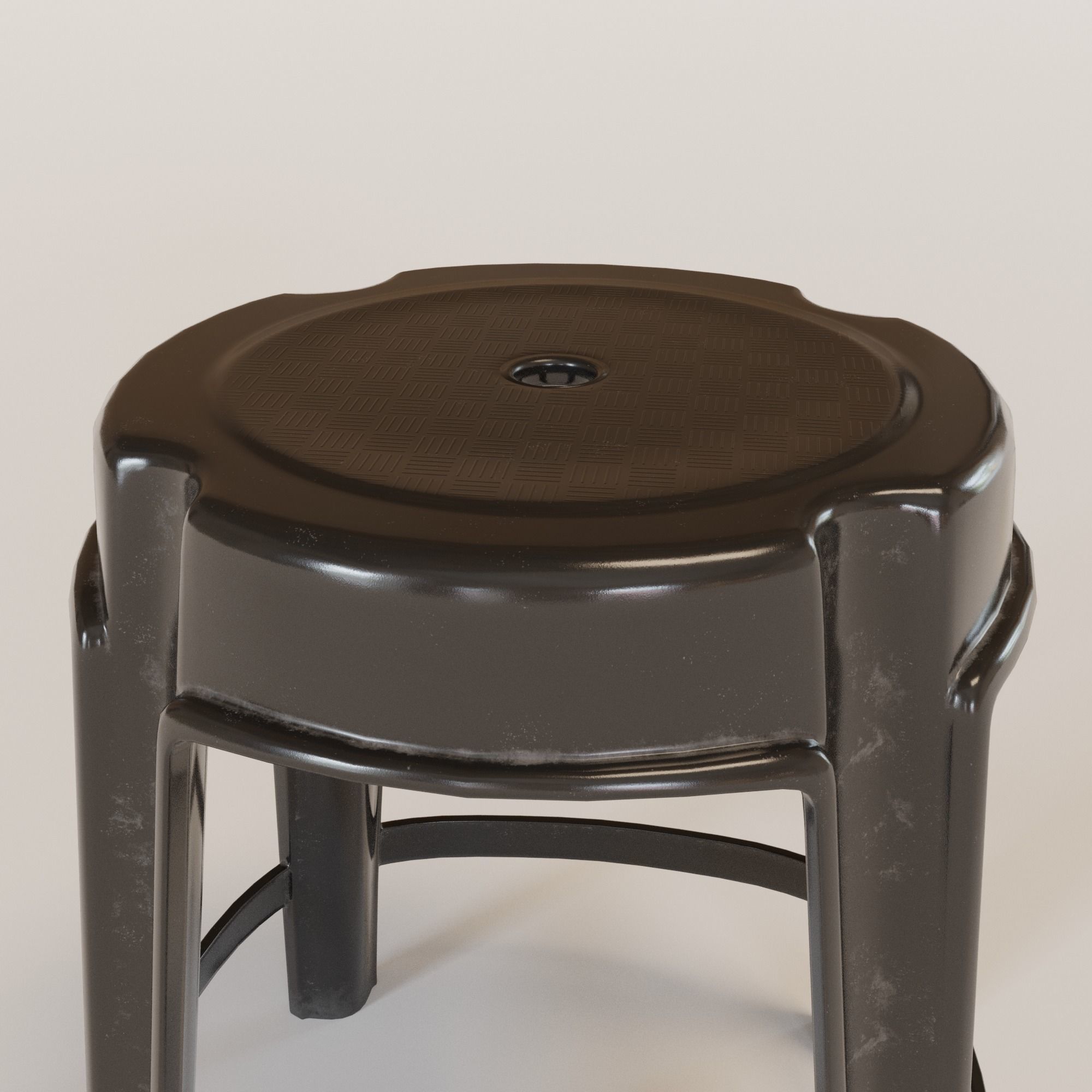 Stackable Plastic Stool Low-poly 3D model_15