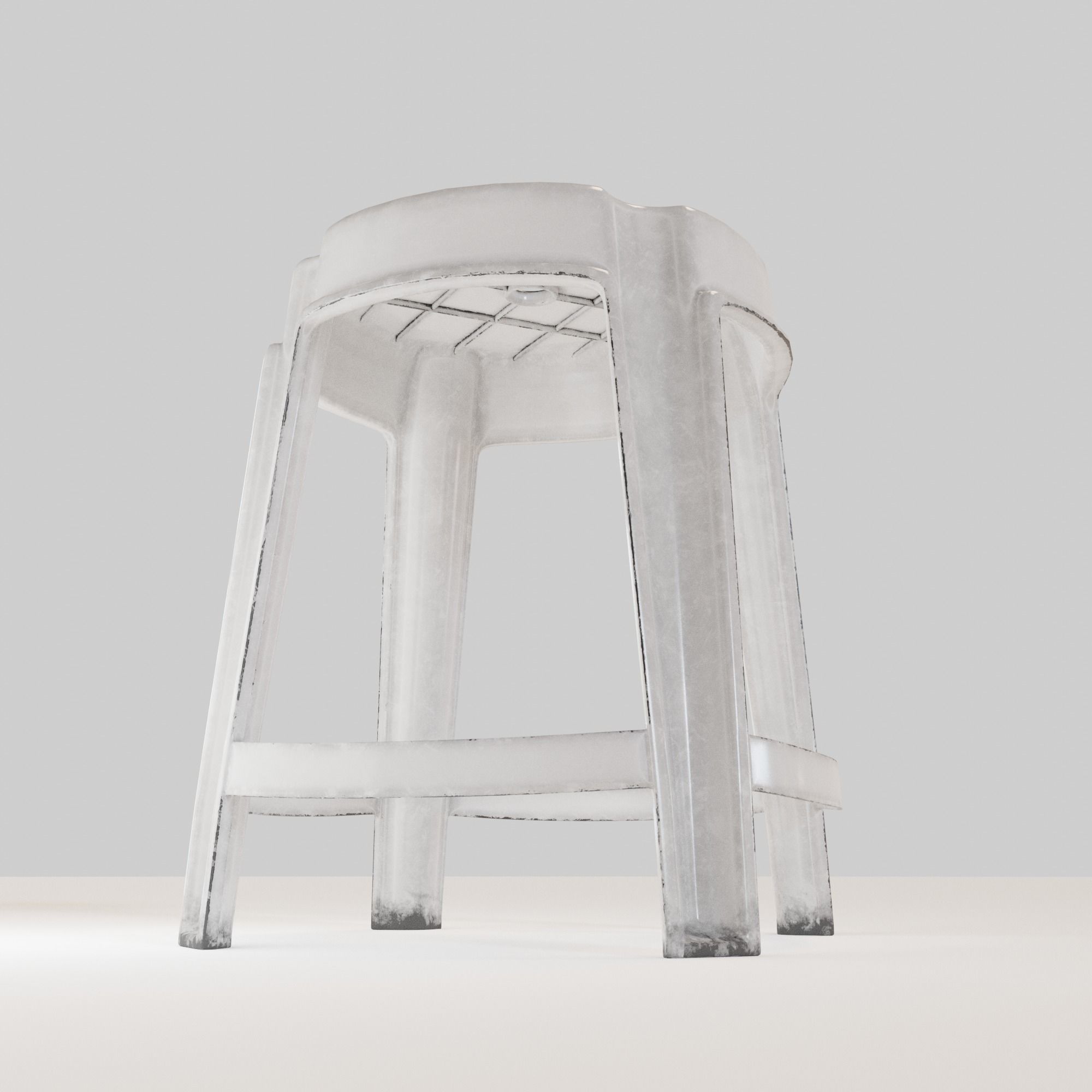 Stackable Plastic Stool Low-poly 3D model_14