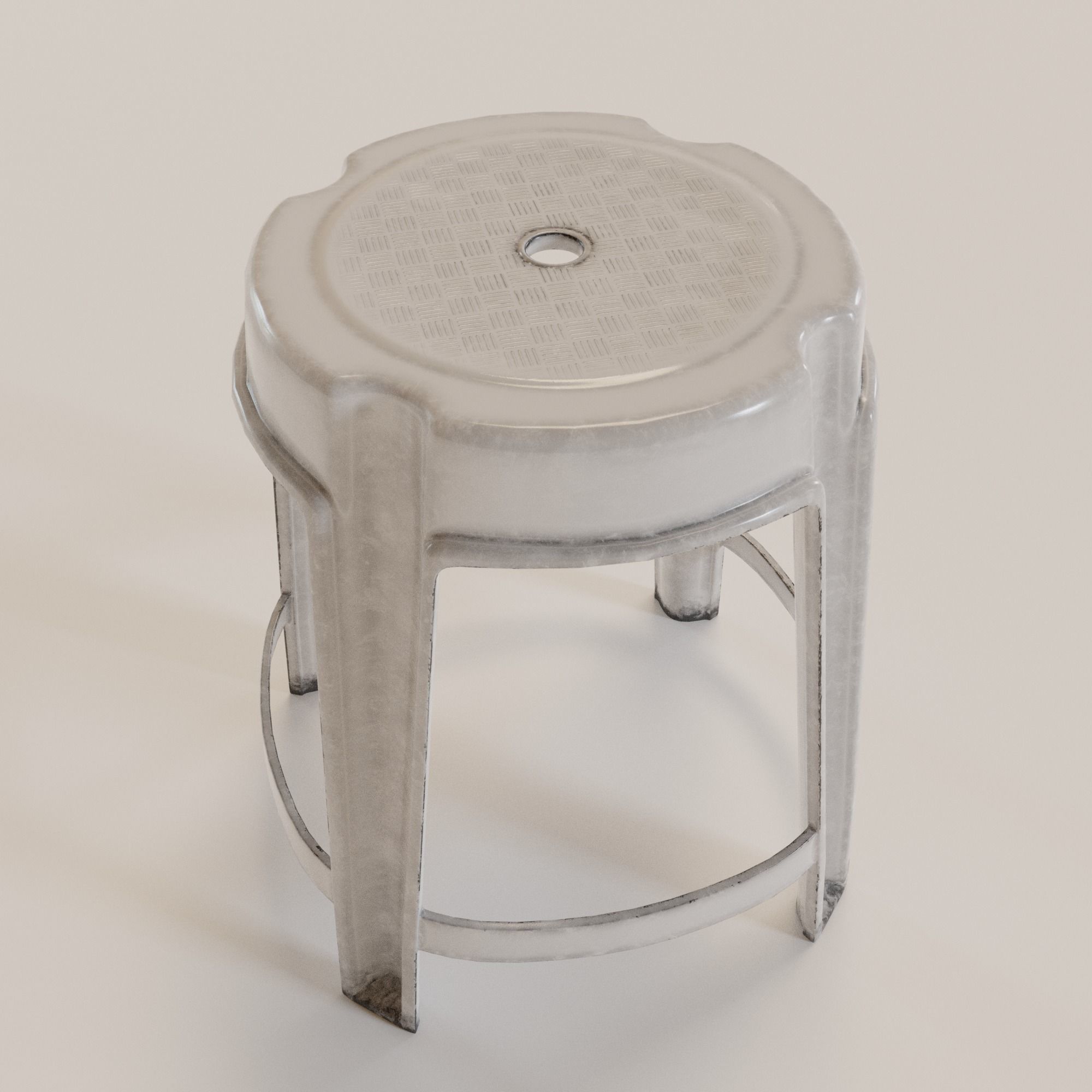 Stackable Plastic Stool Low-poly 3D model_10