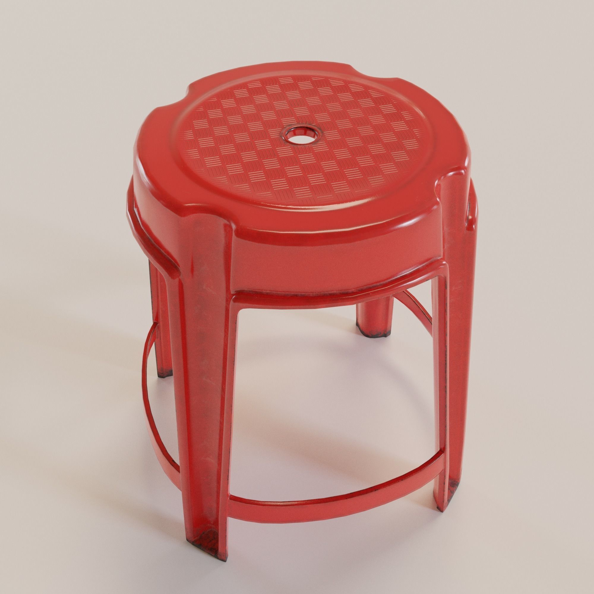 Stackable Plastic Stool Low-poly 3D model_9