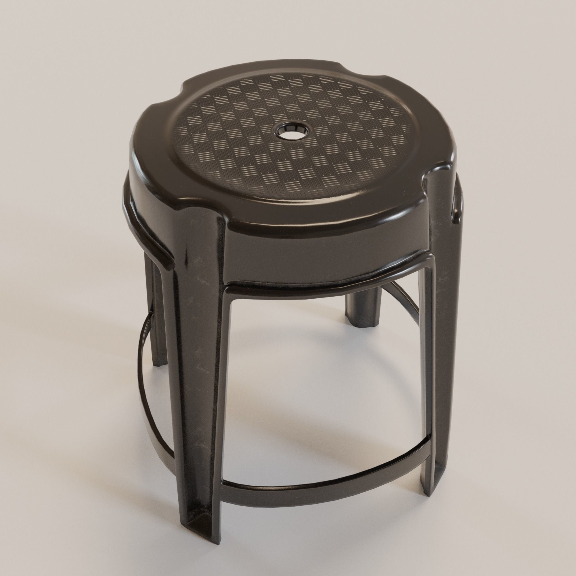Stackable Plastic Stool Low-poly 3D model_7