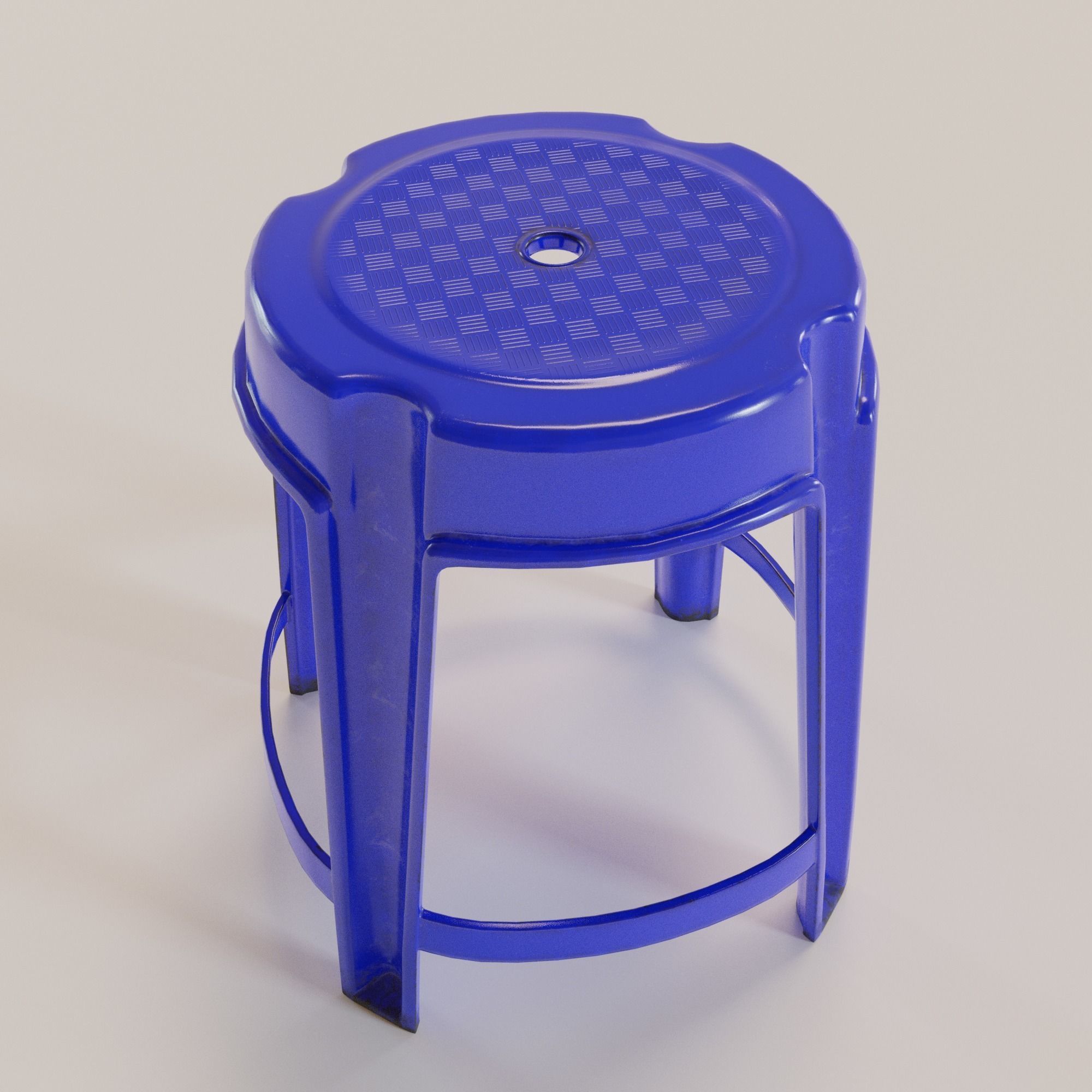 Stackable Plastic Stool Low-poly 3D model_8