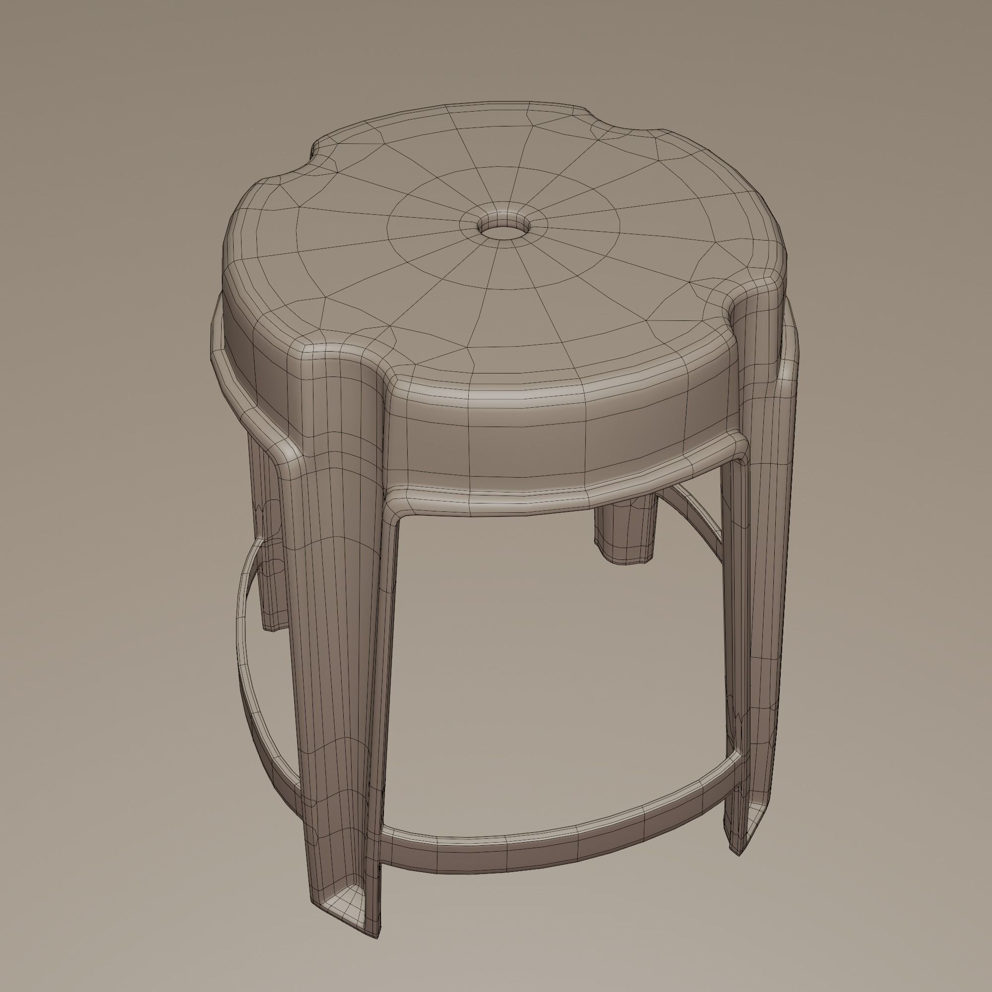 Stackable Plastic Stool Low-poly 3D model_19