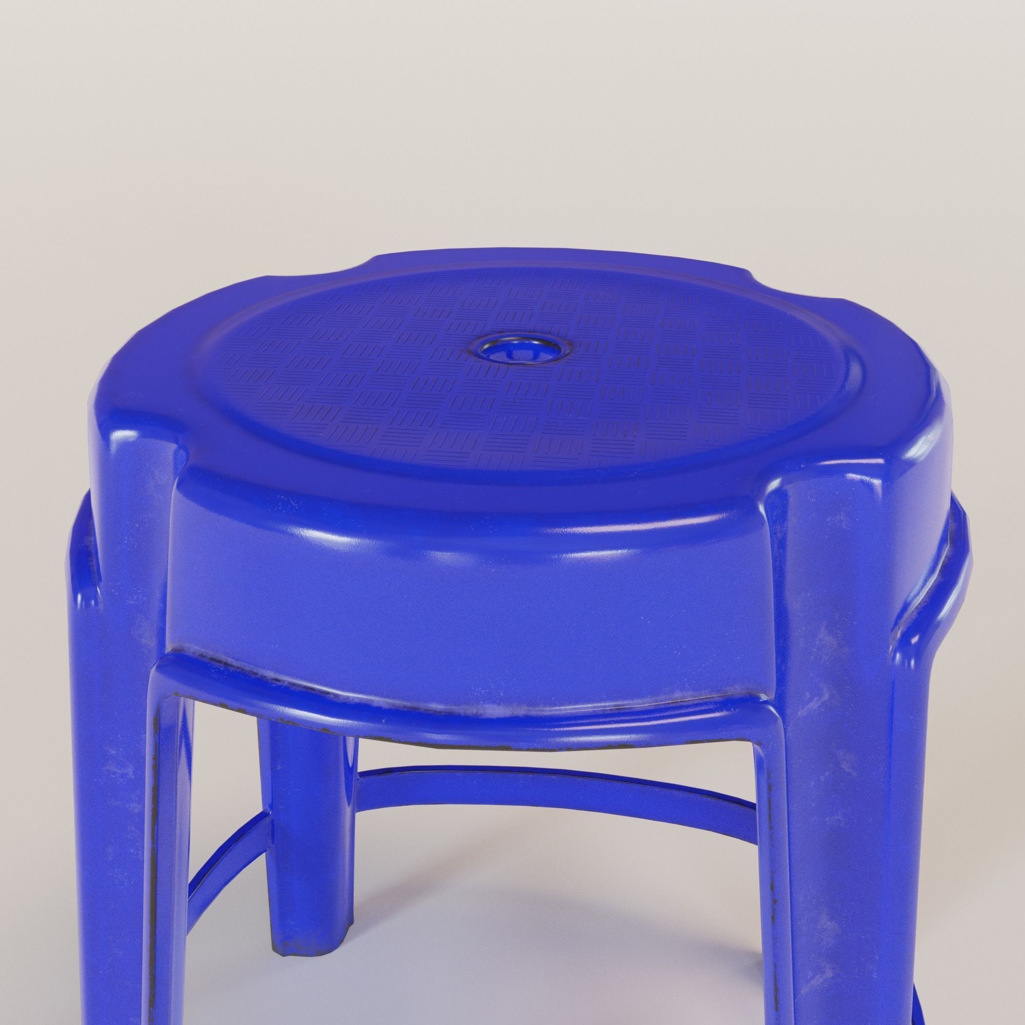 Stackable Plastic Stool Low-poly 3D model_16