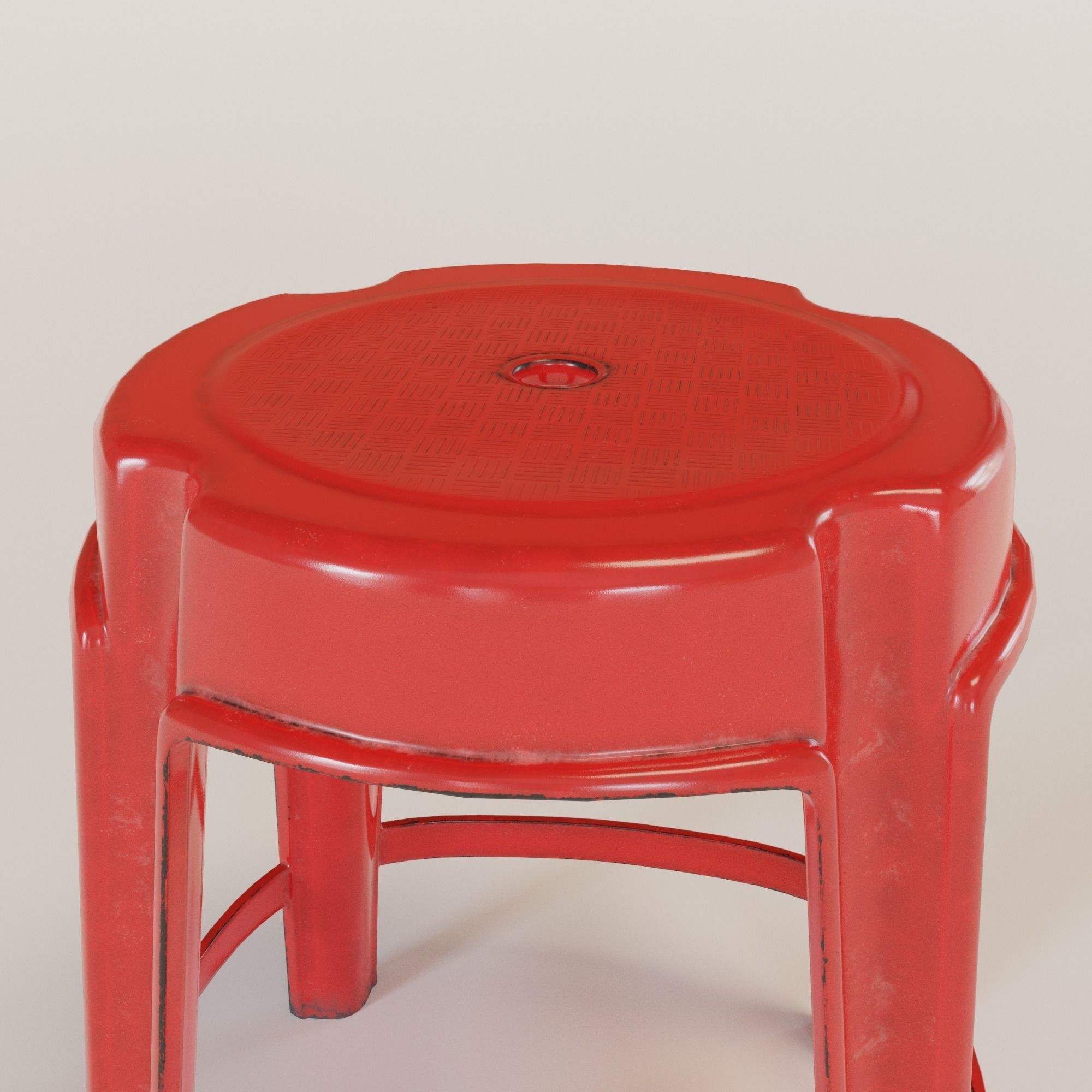 Stackable Plastic Stool Low-poly 3D model_17