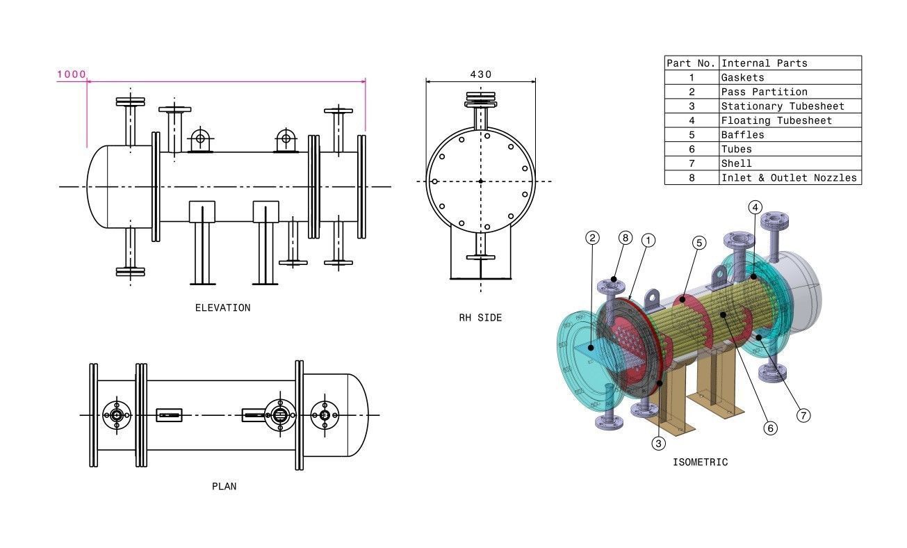Floating Head Type Heat Exchanger 3D model CGTrader