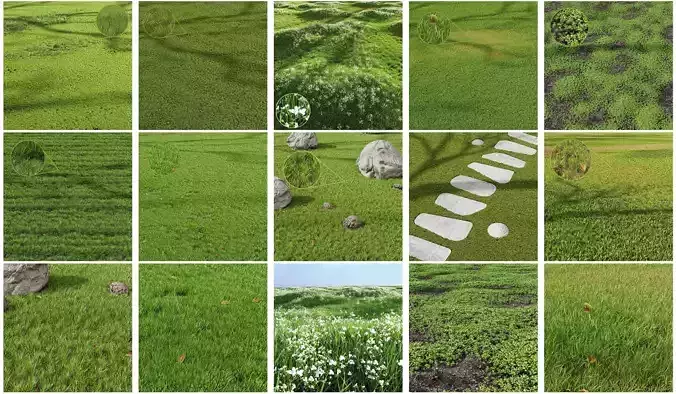 10 Different SETS Of Grass SET VOL07 3D Model Collection