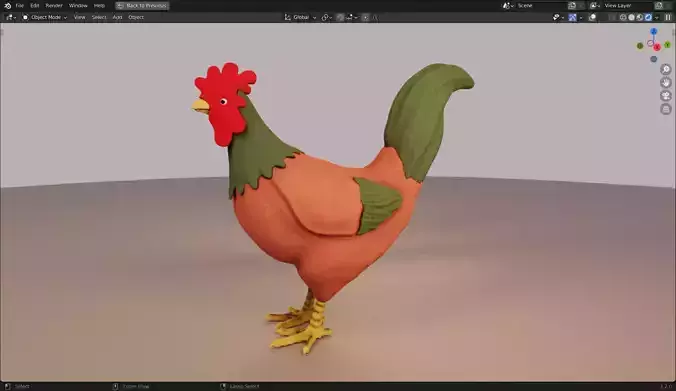Rooster 3D Model Cartoon Style Print Ready 3D model Low-poly 3D model