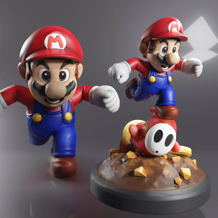 MARIO HITTING SHY GUY - SUPER MARIO FAN ART FIGURE 3D print model