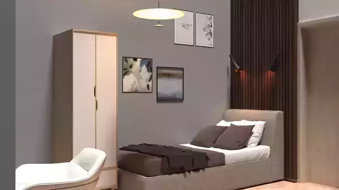 single bedroom and bathroom