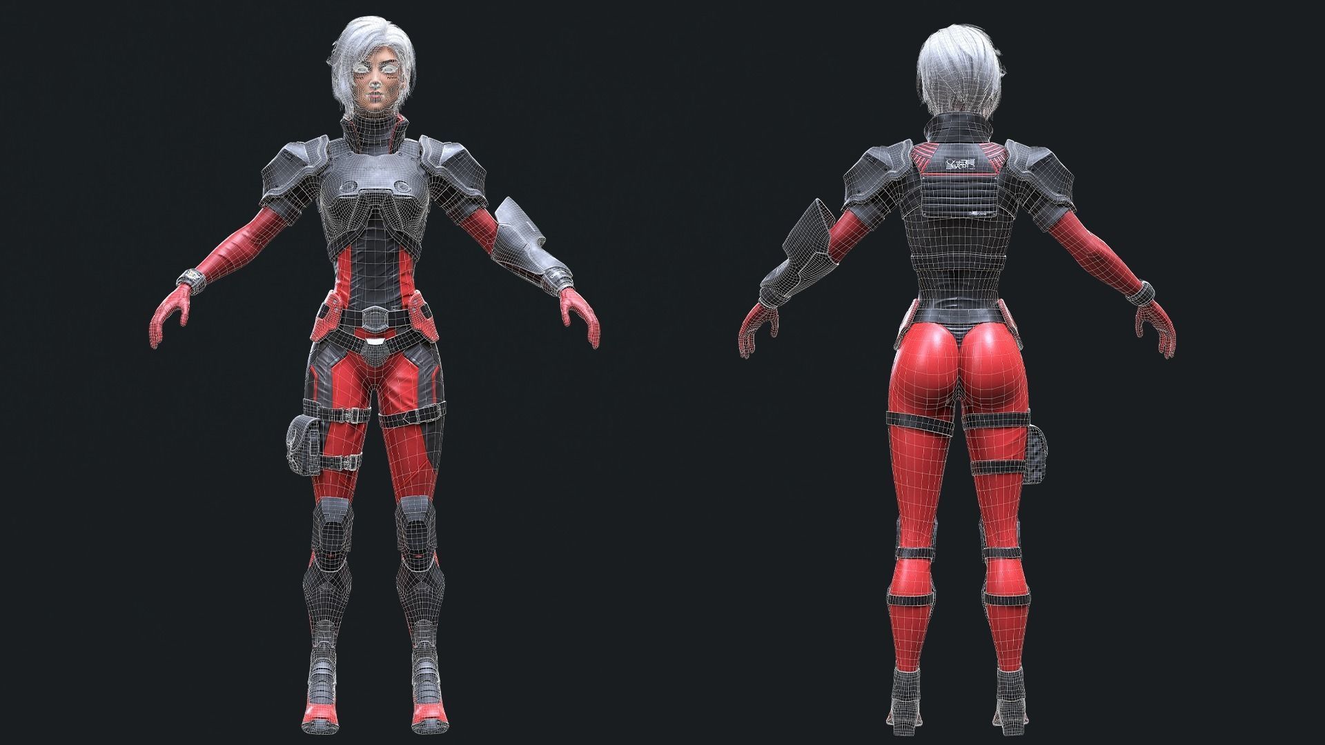 Sci-Fi Girl 1 - Game - Ready Low-poly 3D model_12