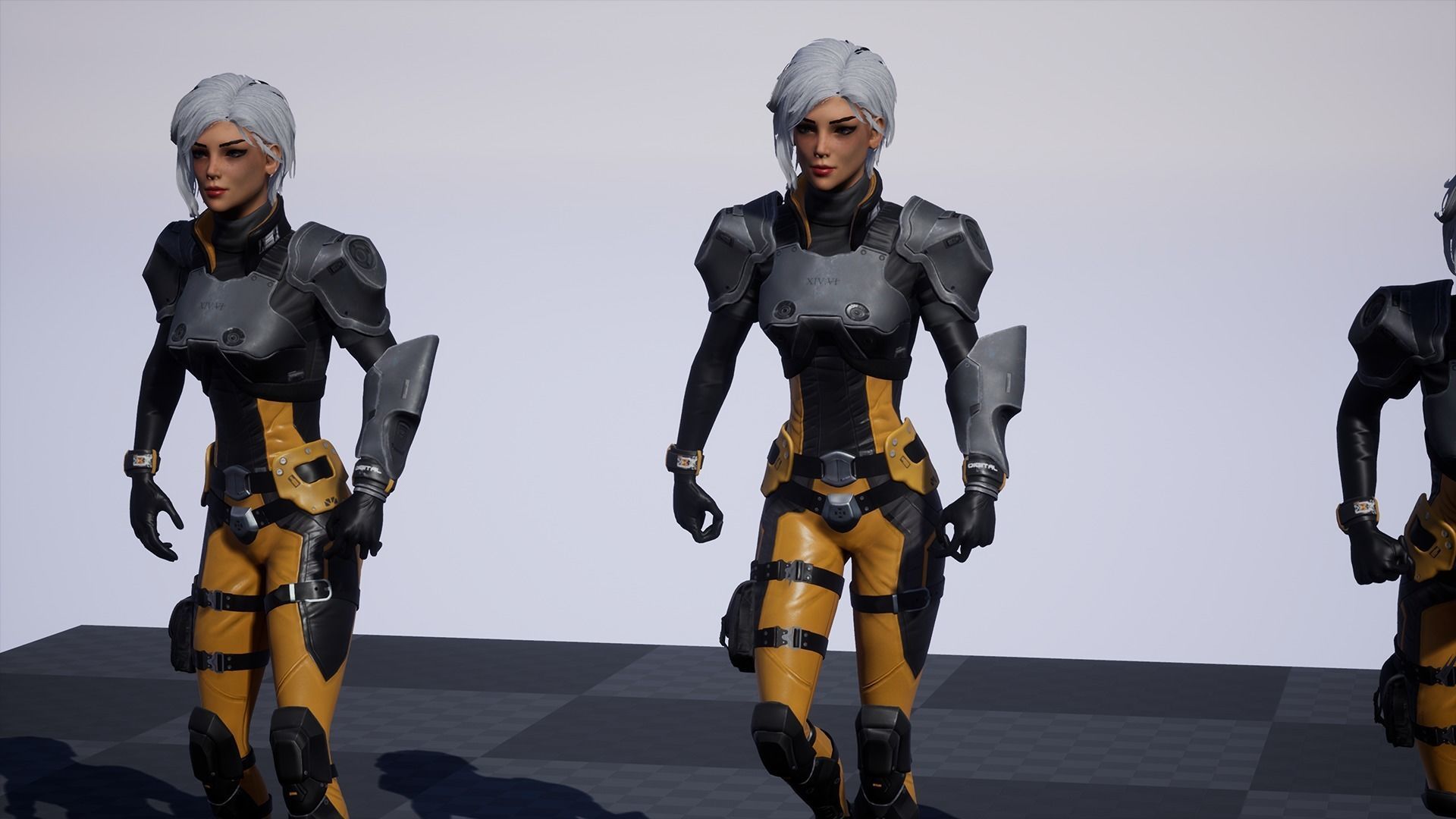 Sci-Fi Girl 1 - Game - Ready Low-poly 3D model_17