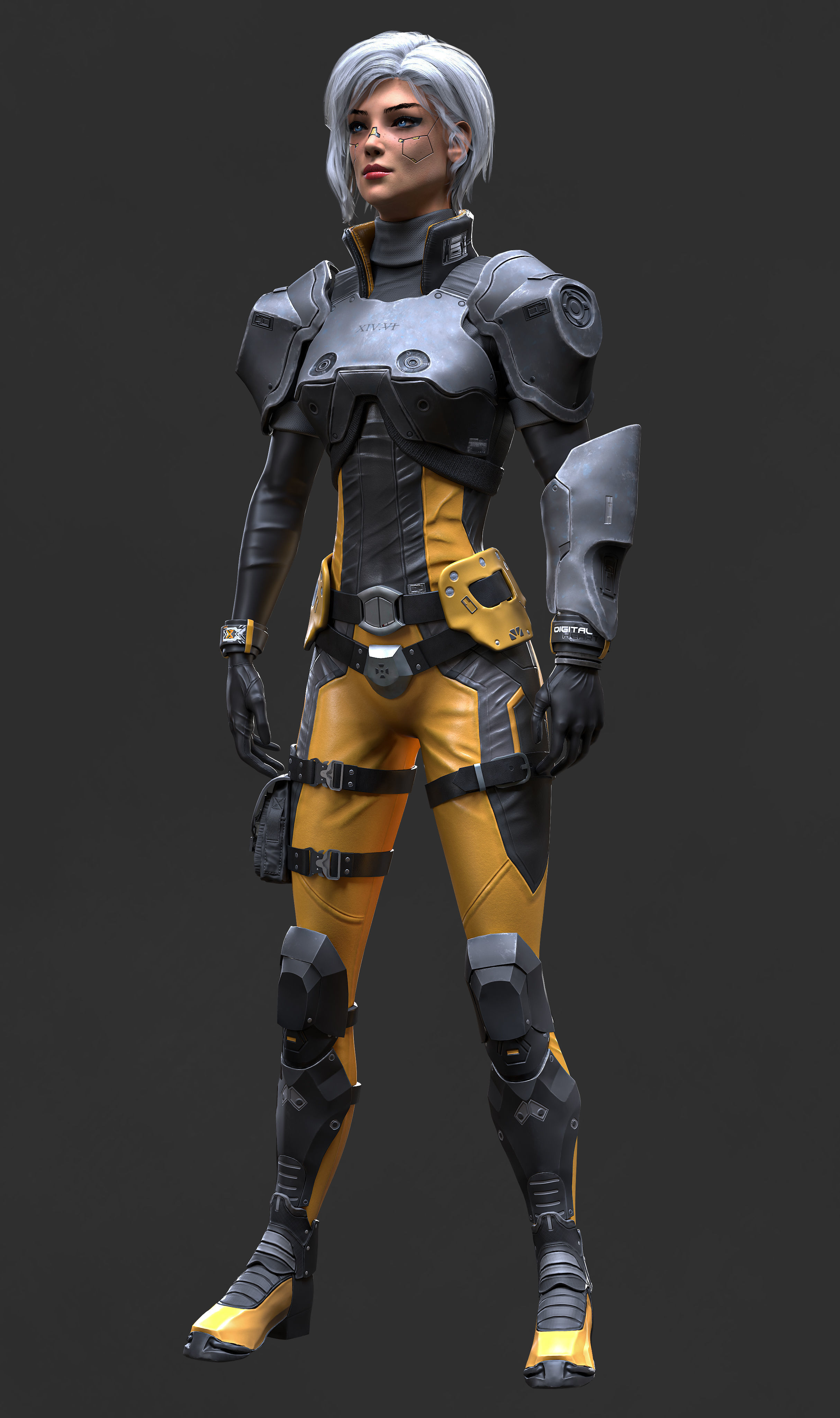 Sci-Fi Girl 1 - Game - Ready Low-poly 3D model_7