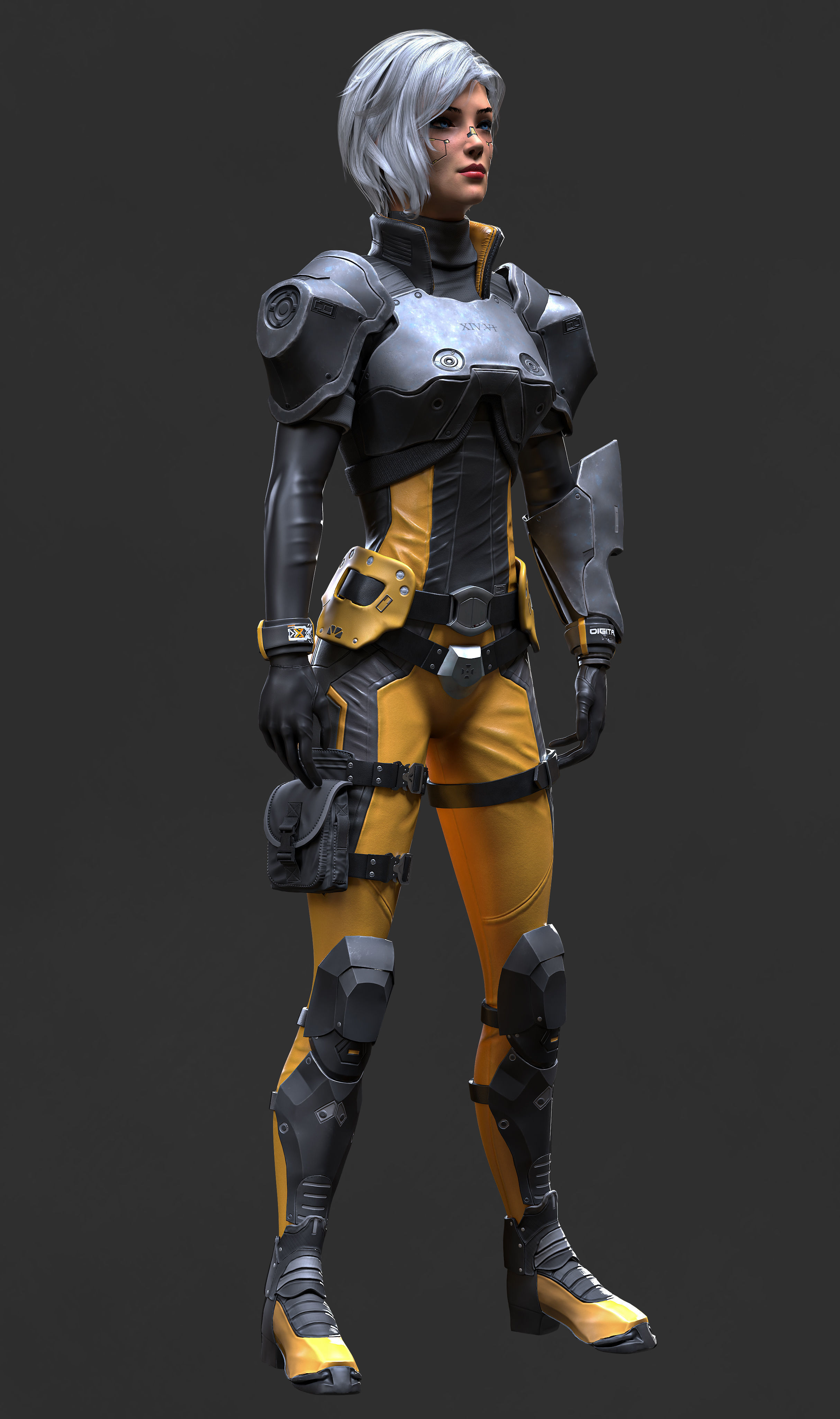Sci-Fi Girl 1 - Game - Ready Low-poly 3D model_4