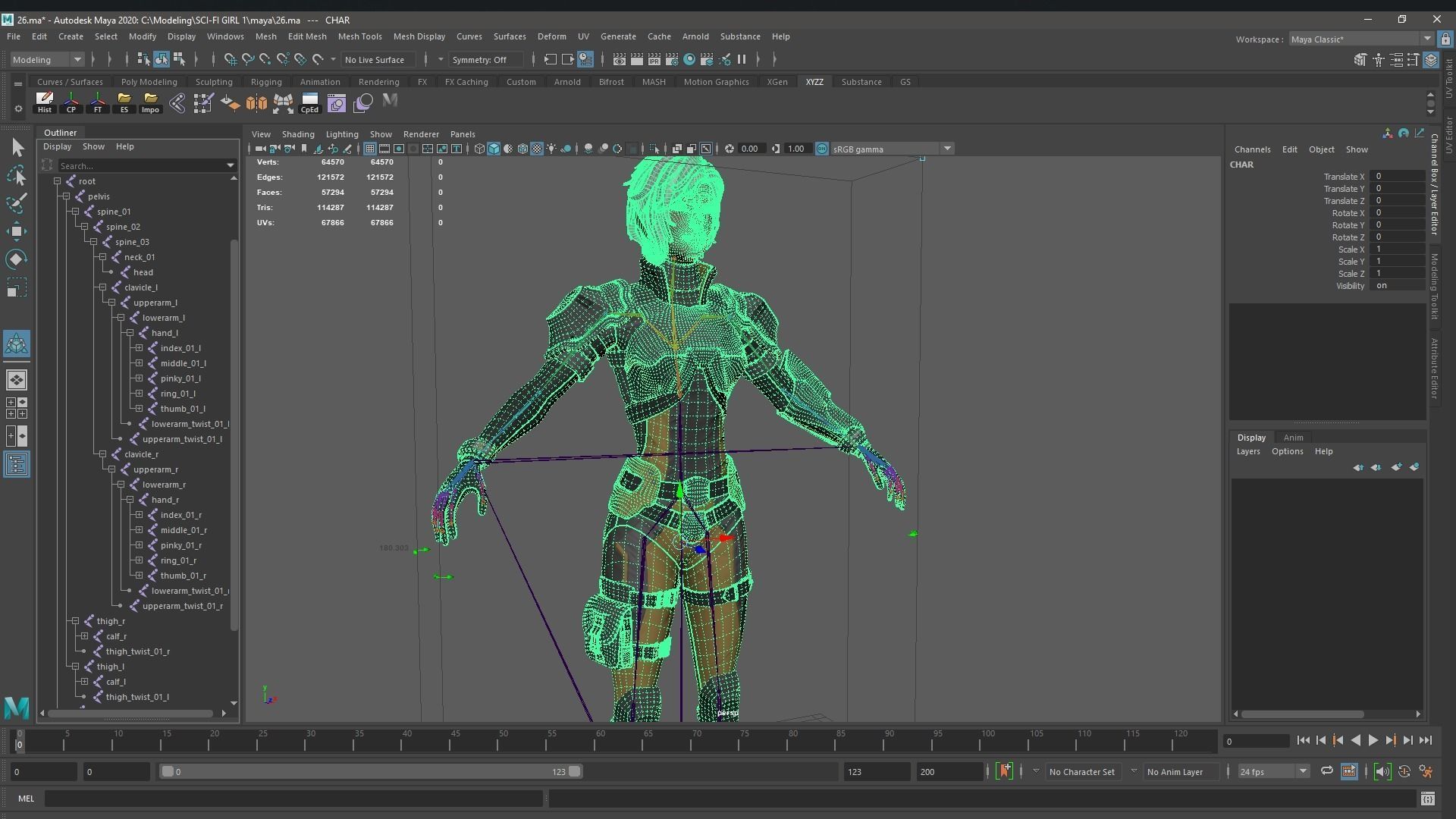 Sci-Fi Girl 1 - Game - Ready Low-poly 3D model_16