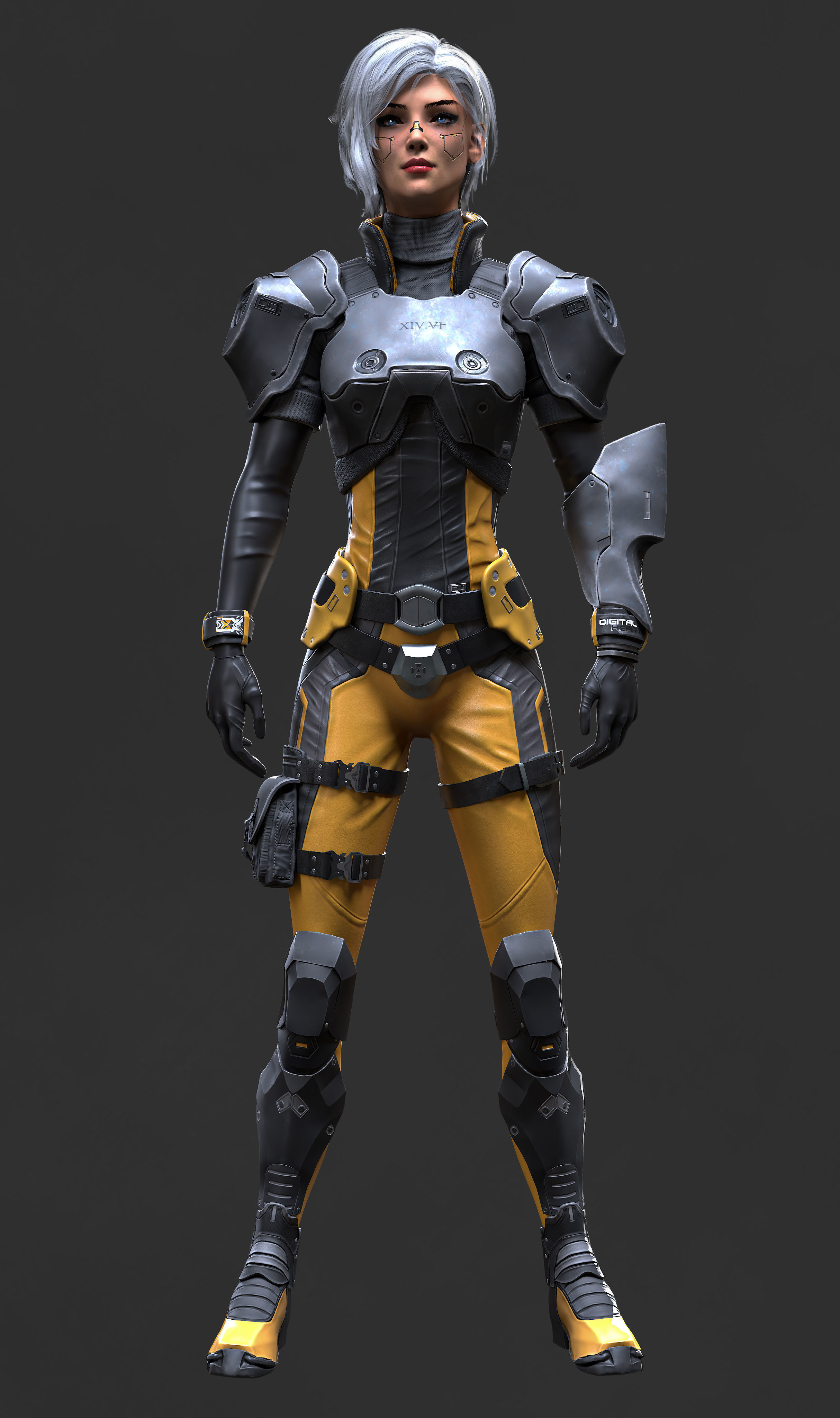 Sci-Fi Girl 1 - Game - Ready Low-poly 3D model_3