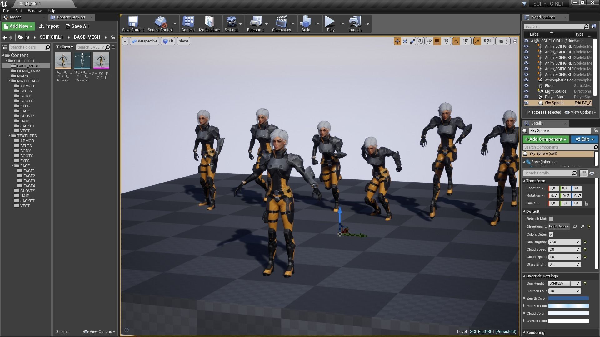 Sci-Fi Girl 1 - Game - Ready Low-poly 3D model_20