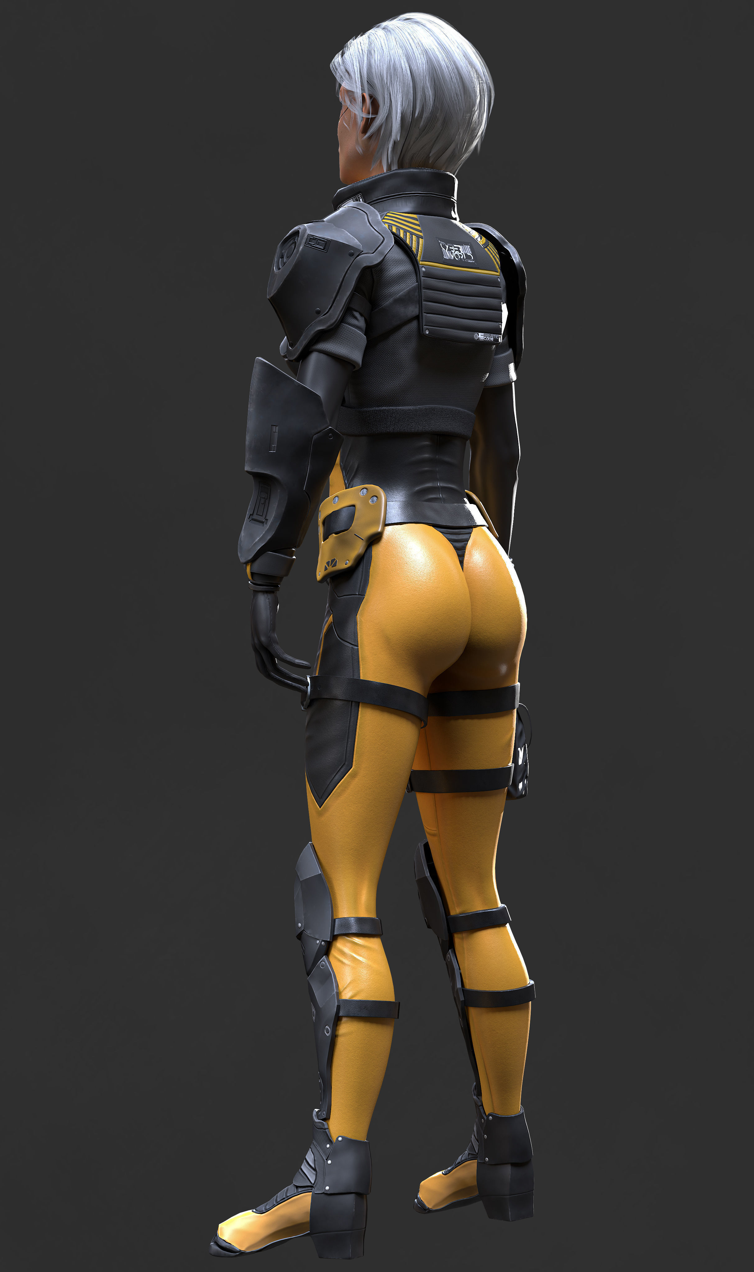 Sci-Fi Girl 1 - Game - Ready Low-poly 3D model_6