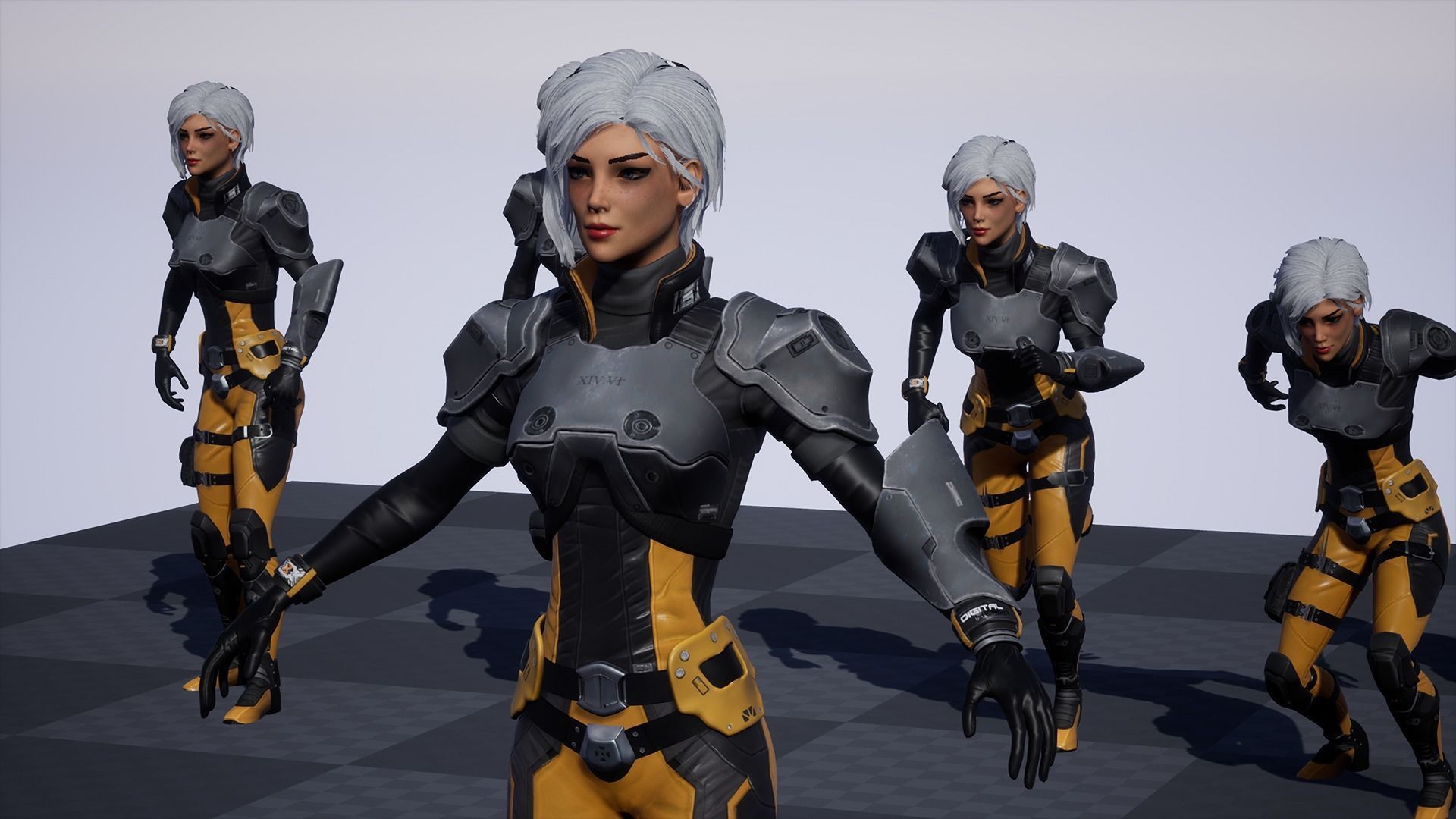 Sci-Fi Girl 1 - Game - Ready Low-poly 3D model_19