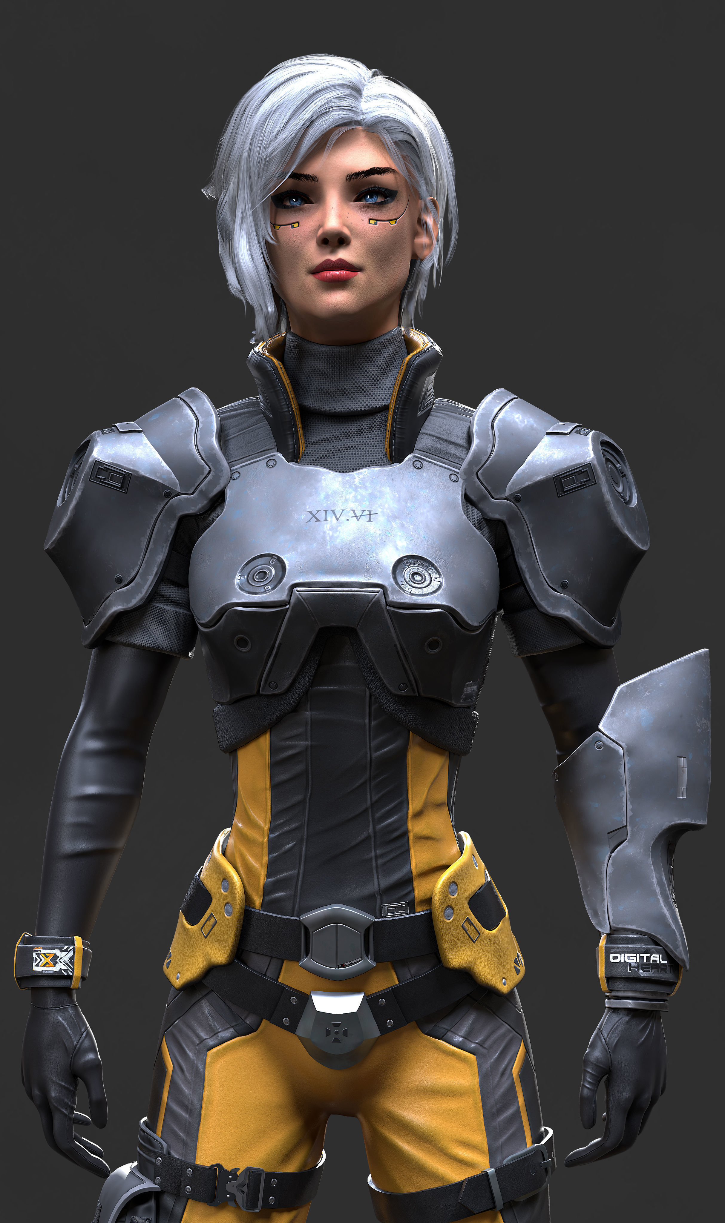 Sci-Fi Girl 1 - Game - Ready Low-poly 3D model_8