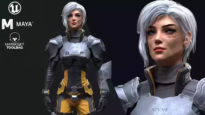 Sci-Fi Girl 1 - Game - Ready Low-poly 3D model Sci-Fi Girl 1 - Game - Ready Low-poly 3D model