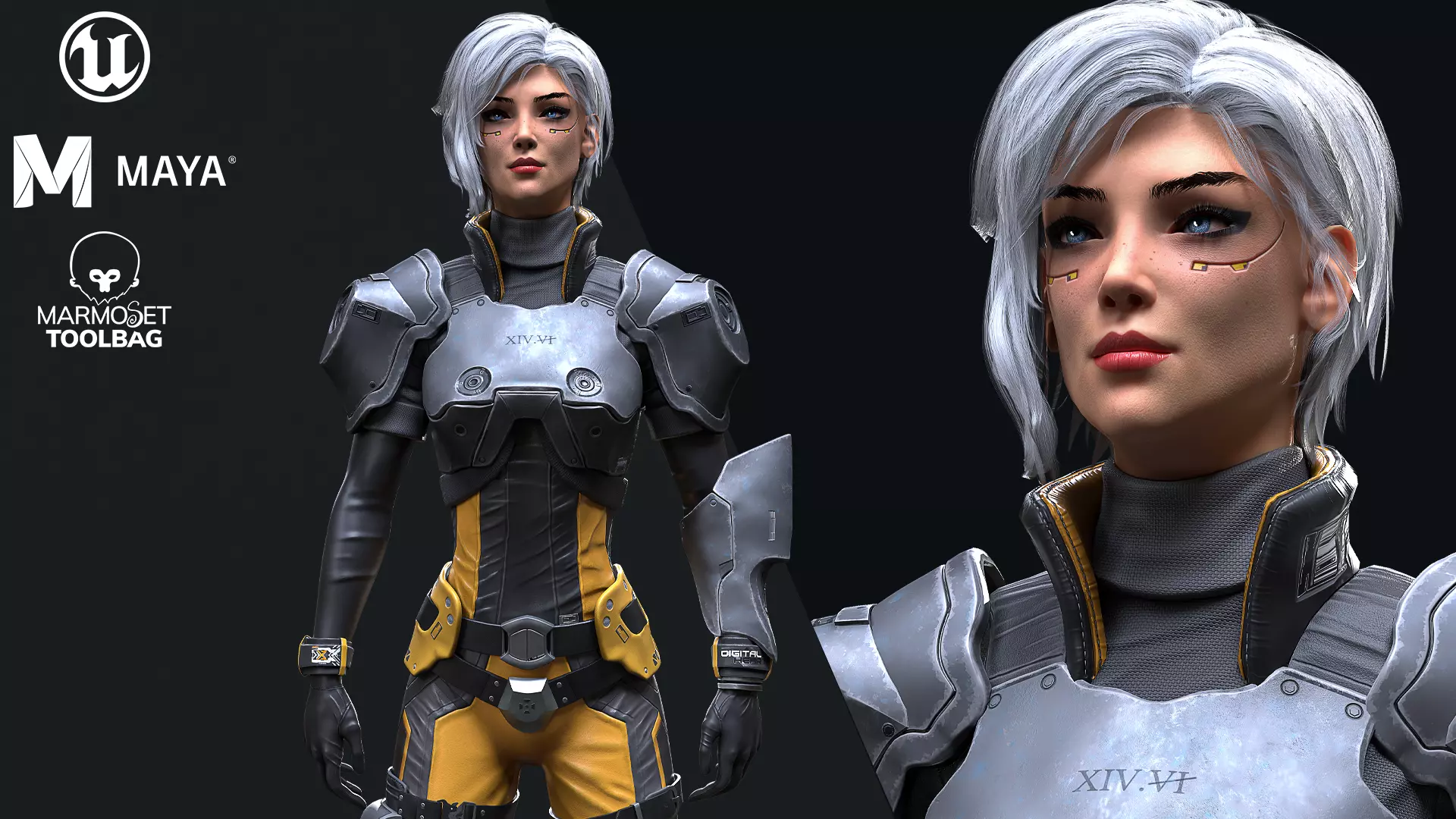 Sci-Fi Girl 1 - Game - Ready Low-poly 3D model_0