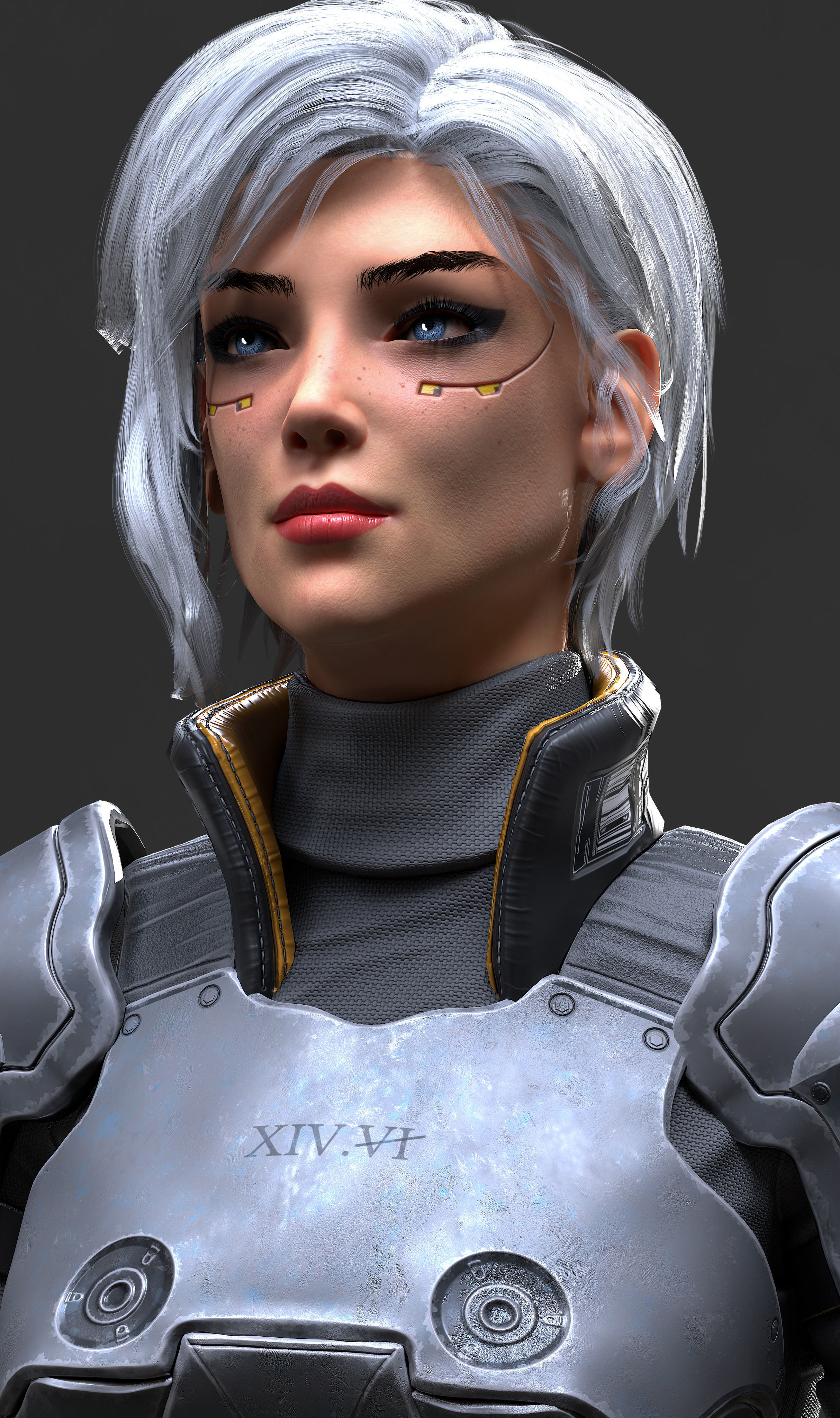 Sci-Fi Girl 1 - Game - Ready Low-poly 3D model_9