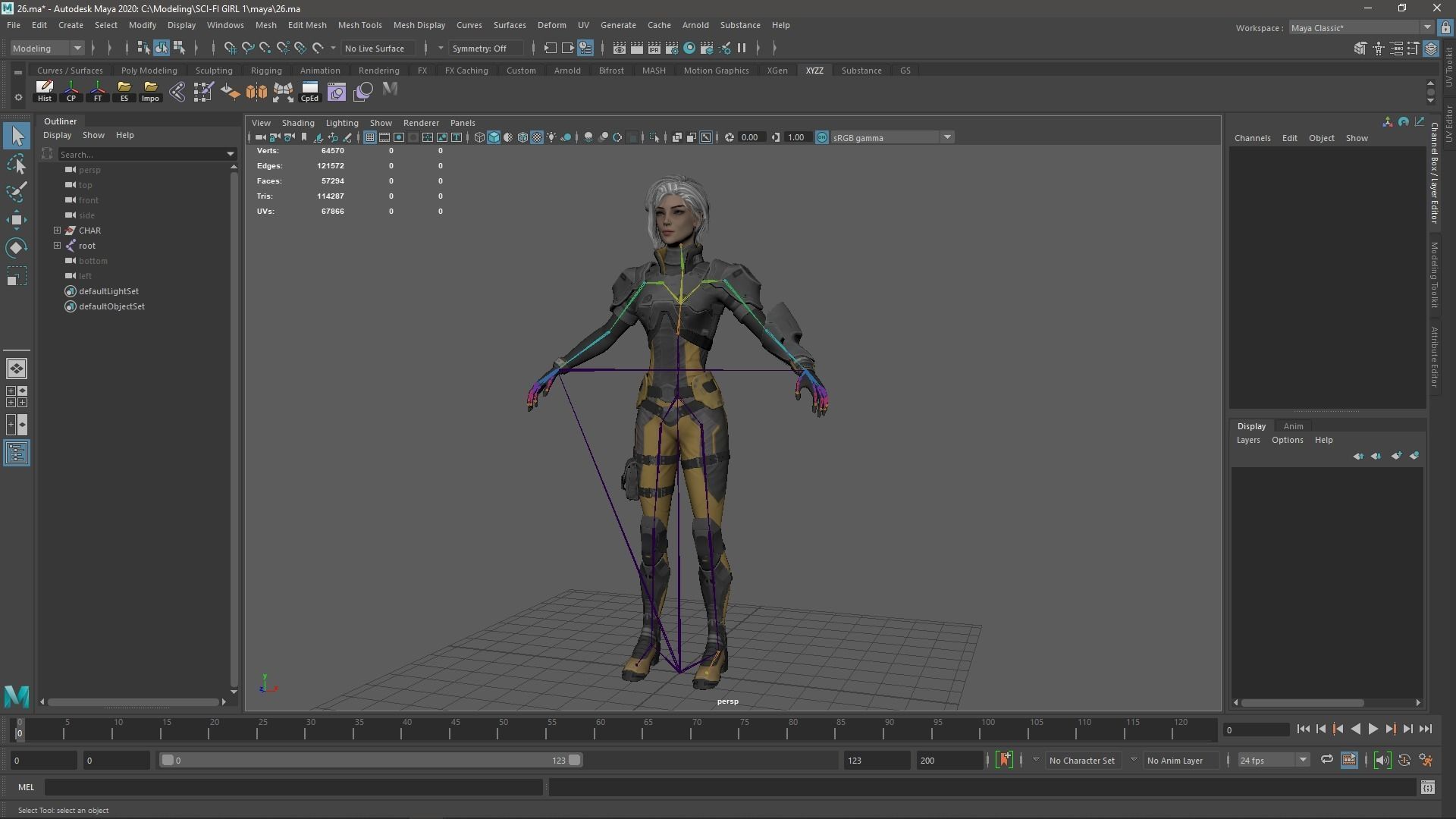 Sci-Fi Girl 1 - Game - Ready Low-poly 3D model_15