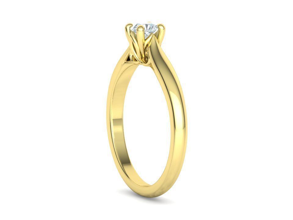 Paris Classic Solitaire Promise Ring with 4mm diamond 4prong 3D print model_22