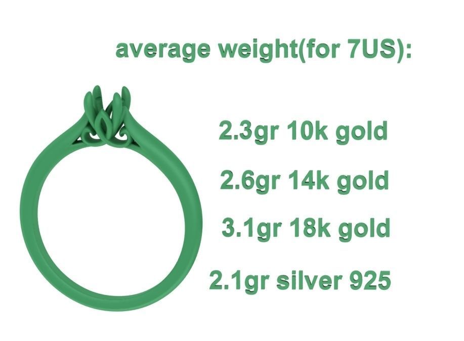 Paris Classic Solitaire Promise Ring with 4mm diamond 4prong 3D print model_9