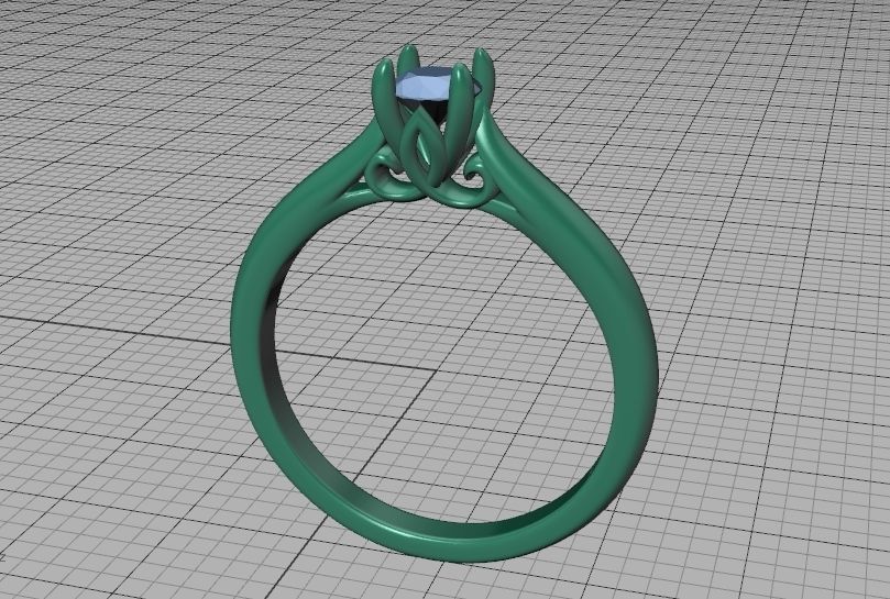 Paris Classic Solitaire Promise Ring with 4mm diamond 4prong 3D print model_34