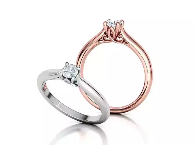 Paris Classic Solitaire Promise Ring with 4mm diamond 4prong 3D print model
