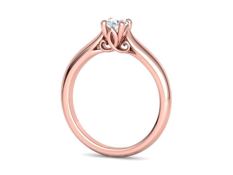 Paris Classic Solitaire Promise Ring with 4mm diamond 4prong 3D print model_18