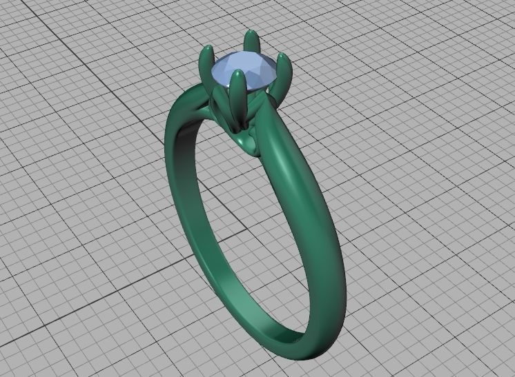 Paris Classic Solitaire Promise Ring with 4mm diamond 4prong 3D print model_33