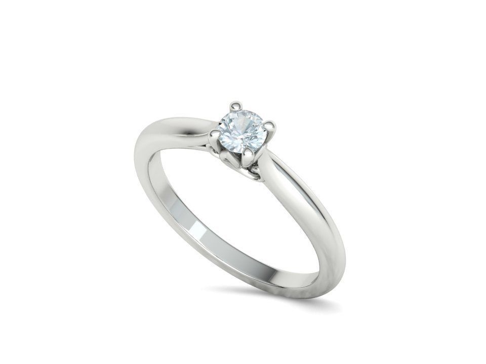 Paris Classic Solitaire Promise Ring with 4mm diamond 4prong 3D print model_26