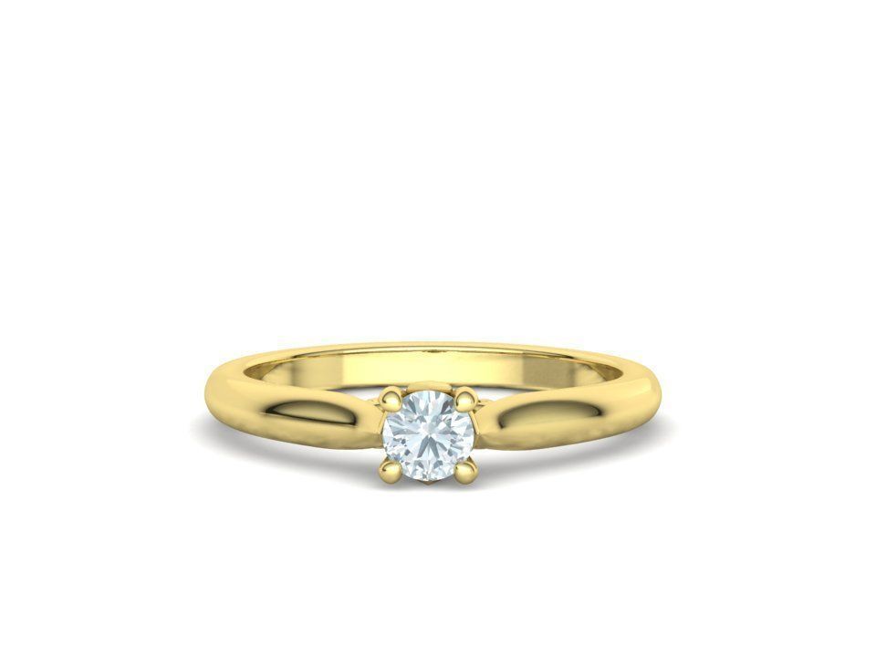 Paris Classic Solitaire Promise Ring with 4mm diamond 4prong 3D print model_6