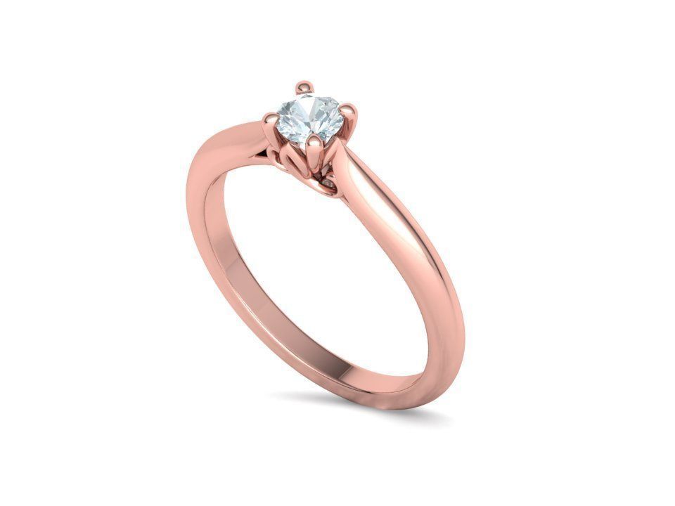Paris Classic Solitaire Promise Ring with 4mm diamond 4prong 3D print model_27