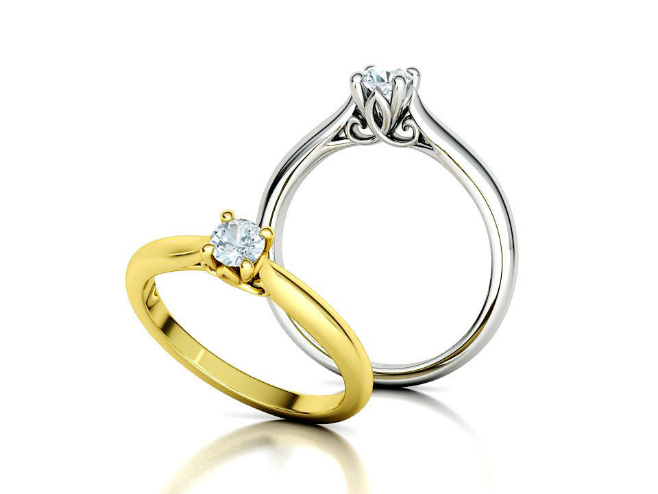 Paris Classic Solitaire Promise Ring with 4mm diamond 4prong 3D print model_1