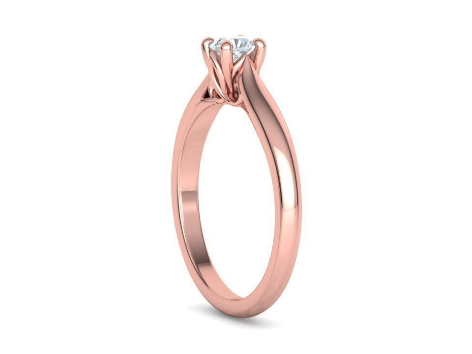 Paris Classic Solitaire Promise Ring with 4mm diamond 4prong 3D print model_21