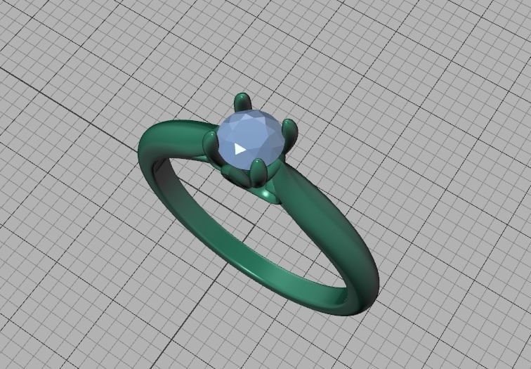 Paris Classic Solitaire Promise Ring with 4mm diamond 4prong 3D print model_14