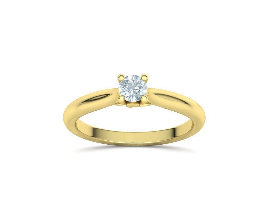 Paris Classic Solitaire Promise Ring with 4mm diamond 4prong 3D print model_16