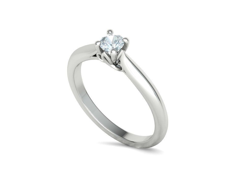 Paris Classic Solitaire Promise Ring with 4mm diamond 4prong 3D print model_29