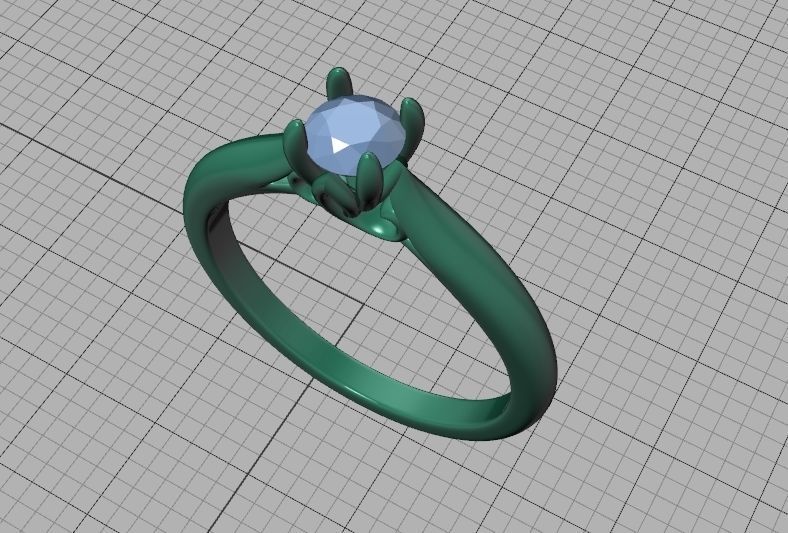 Paris Classic Solitaire Promise Ring with 4mm diamond 4prong 3D print model_32