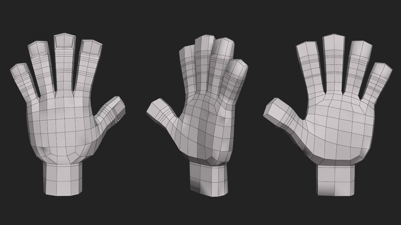 Hands  Human Low-poly 3D model_2