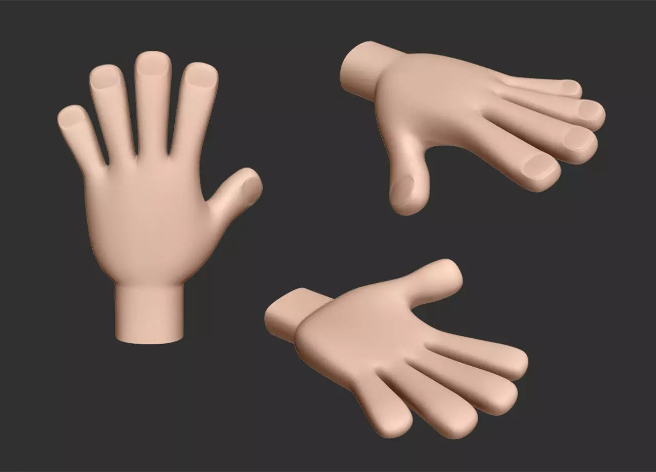 Hands  Human Low-poly 3D model_0