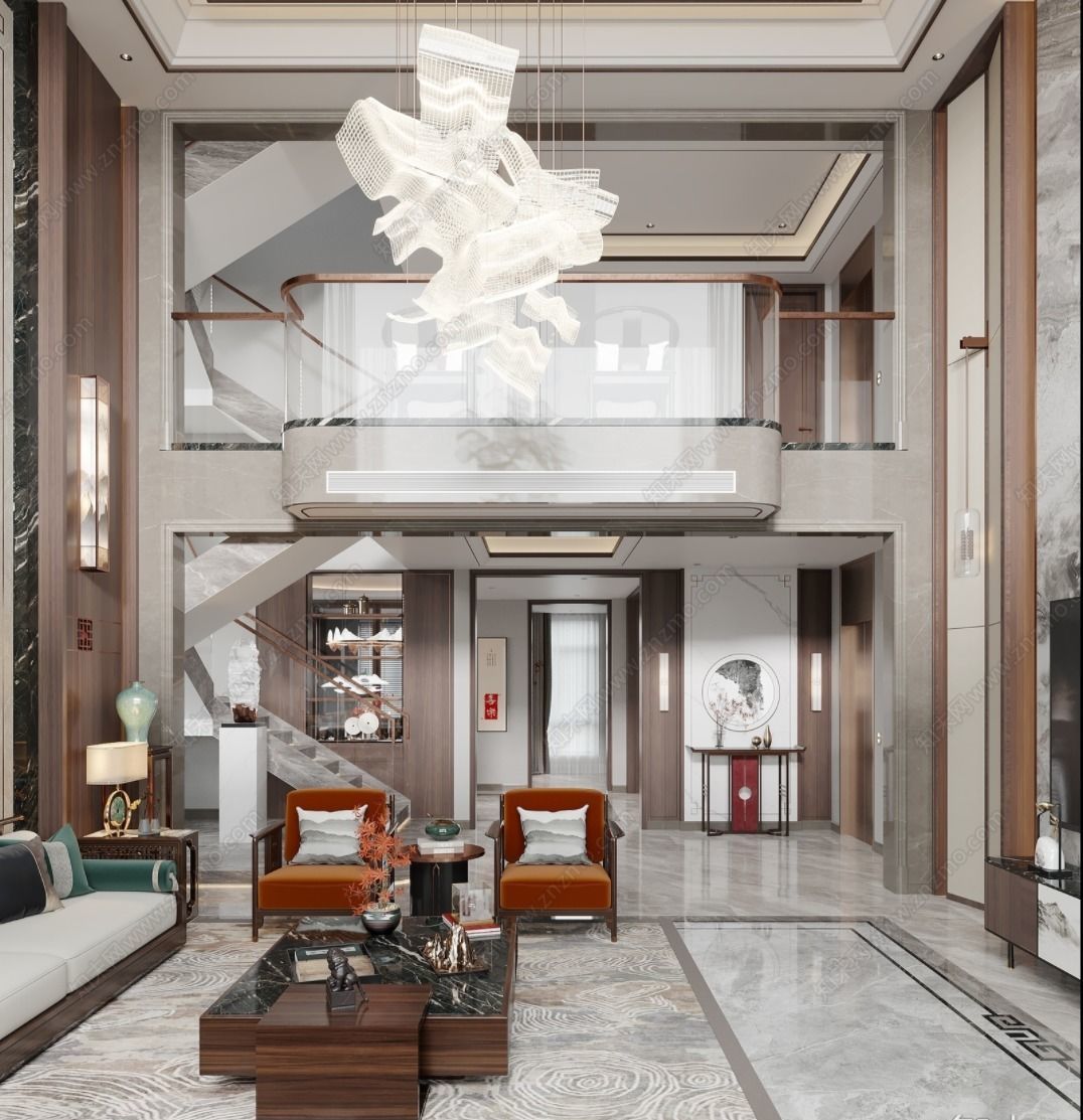 Chinese style villa interior design scene 02 3D model 3D model_3