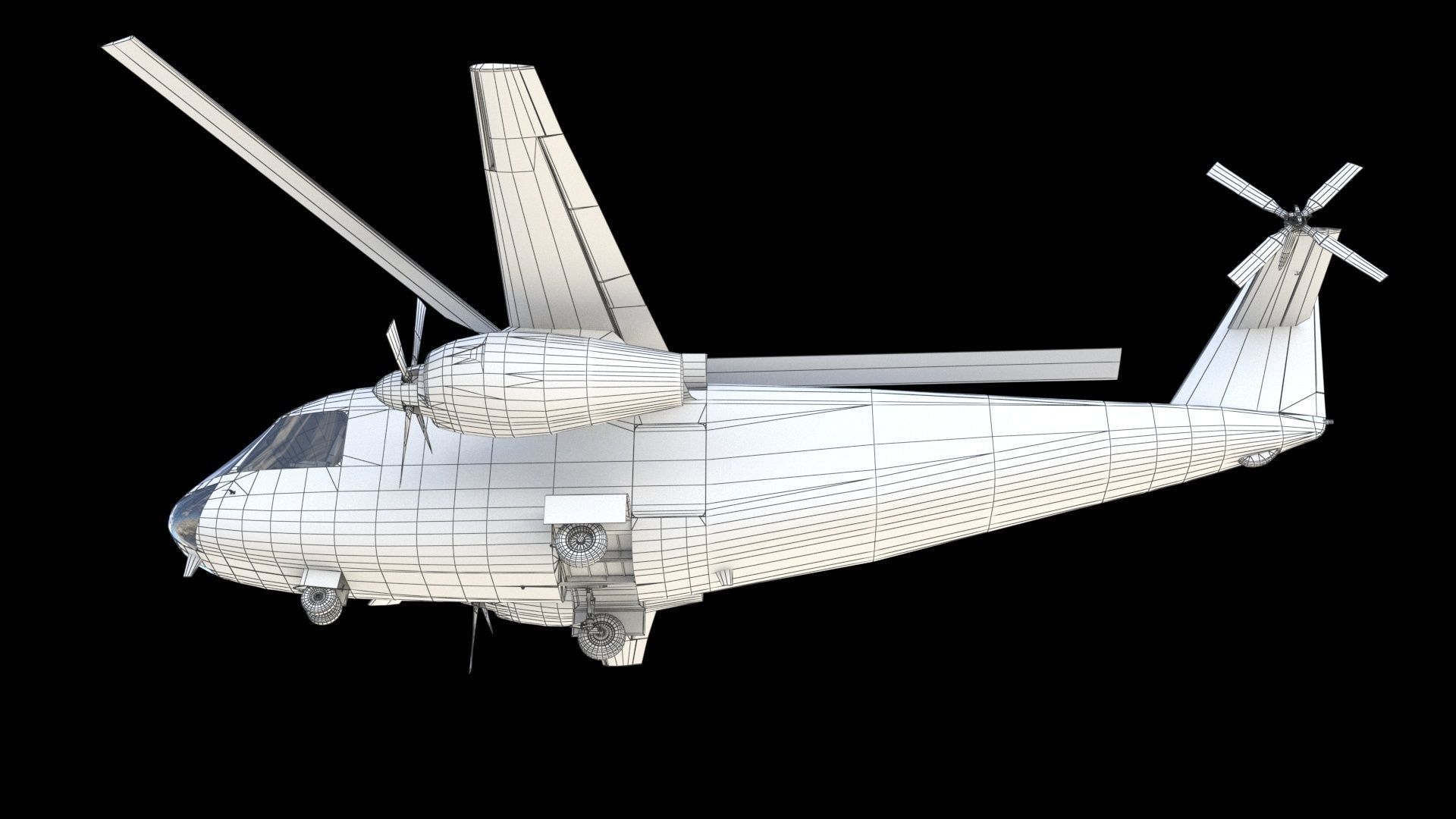 Lockheed CL-945 stowed rotor aircraft CARR 3D model_23