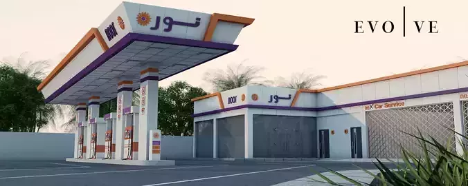 Gas Station Exterior by EVOLVE Low-poly 3D model