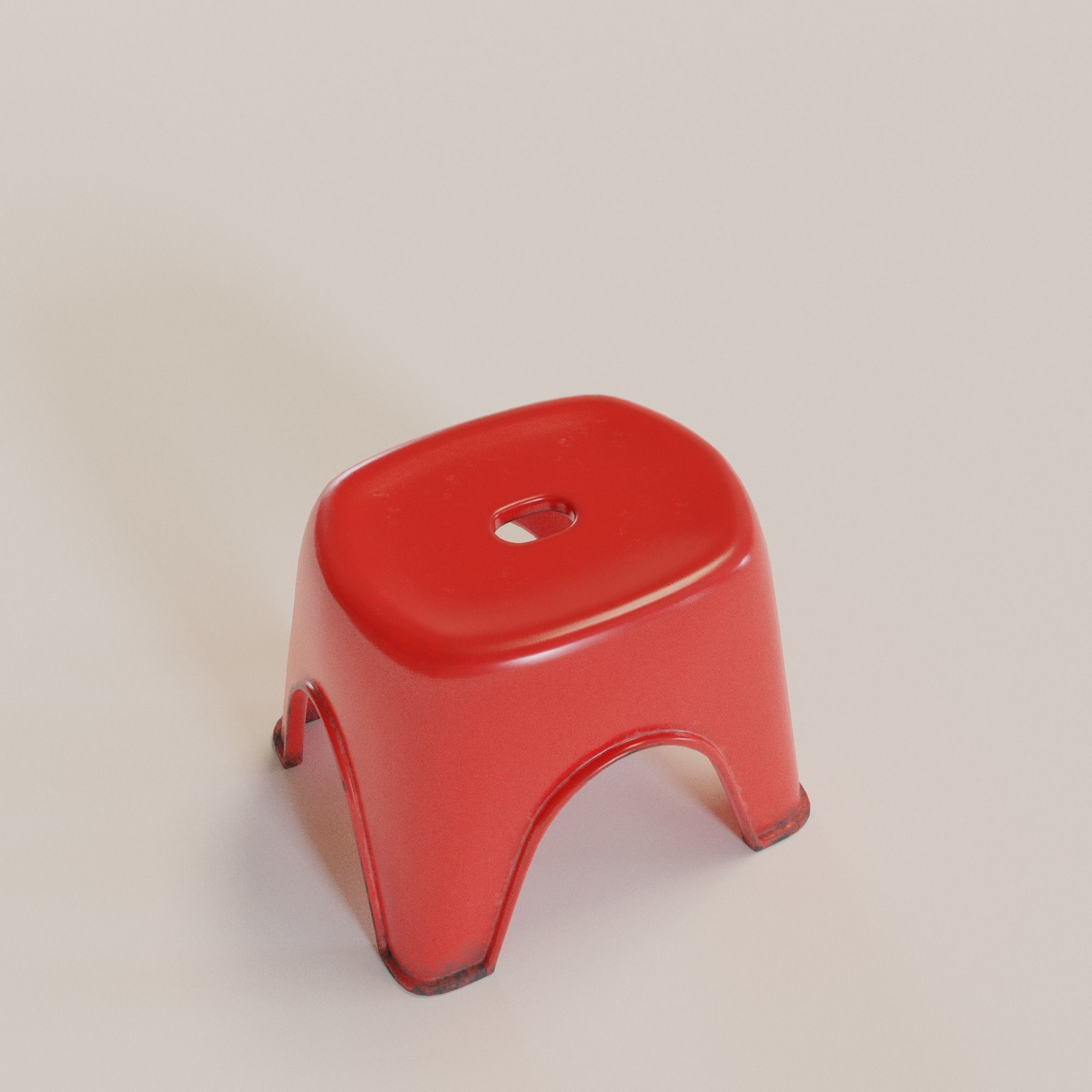Stackable Small Plastic Stool Low-poly 3D model_10
